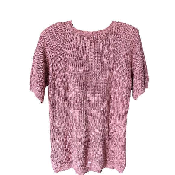 Laura Martin Collection 80s Rose Cable Knit Short Sleeve Sweater Tunic M - Picture 5 of 5